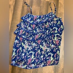 Route 66 Pink and Blue Ruffled Camisole Top